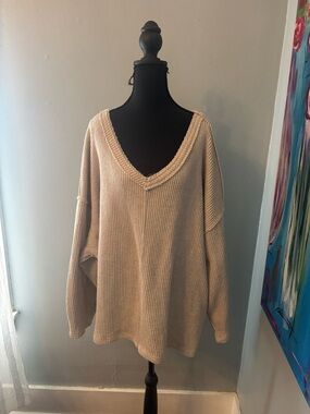 Free people easy V sweatshirt pullover boho oversized women's M